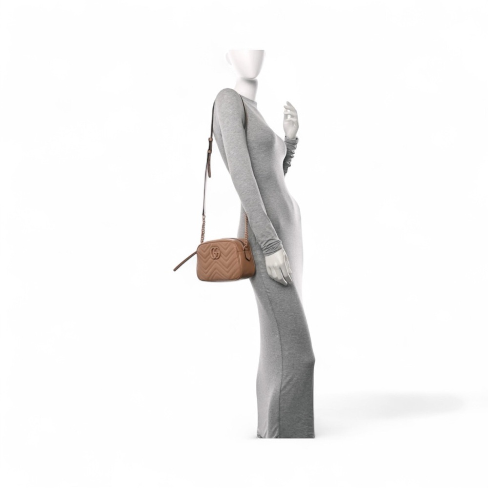 Gucci Small Marmont Chain Shoulder Bag - Monochrome Rose Beige (Limited Edition) - Picture 13 of 14